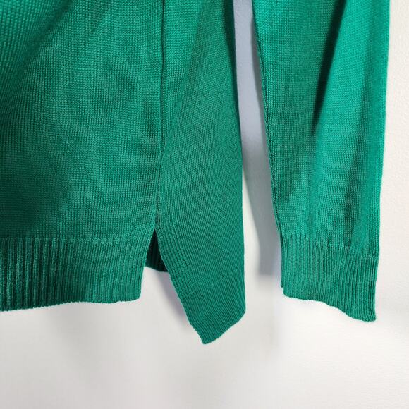 CCK Style Sweater Women Size 46 XXL Green Wool Blend V Neck High Low Lightweight - Picture 6 of 9